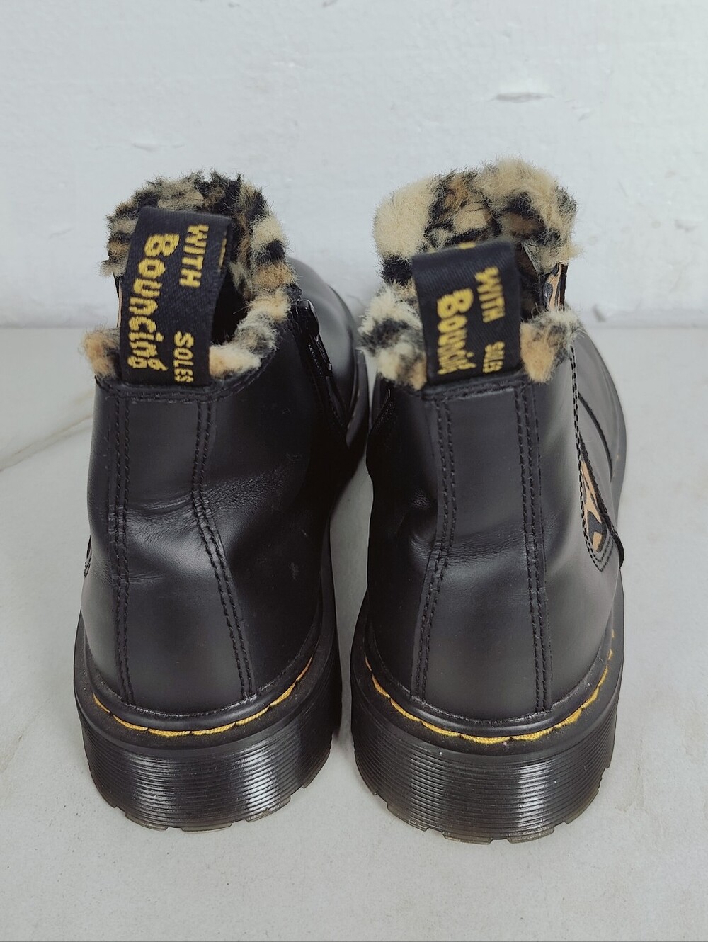 Dr. Martens 2976 Junior Leonore Leo Y Leopard Black Leather Chelsea Boots, 7 - Picture 5 of 9